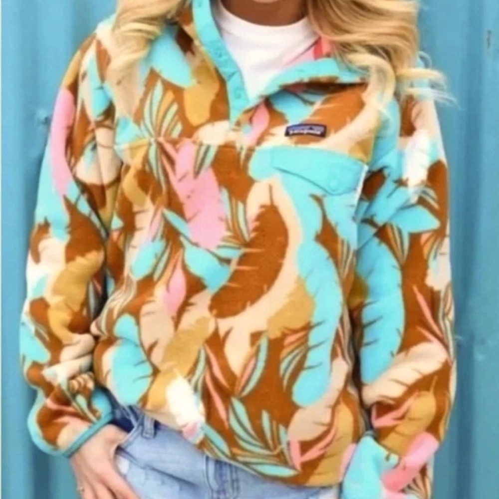 Patagonia Dancing Feathers Synchilla Qtr Snap - L